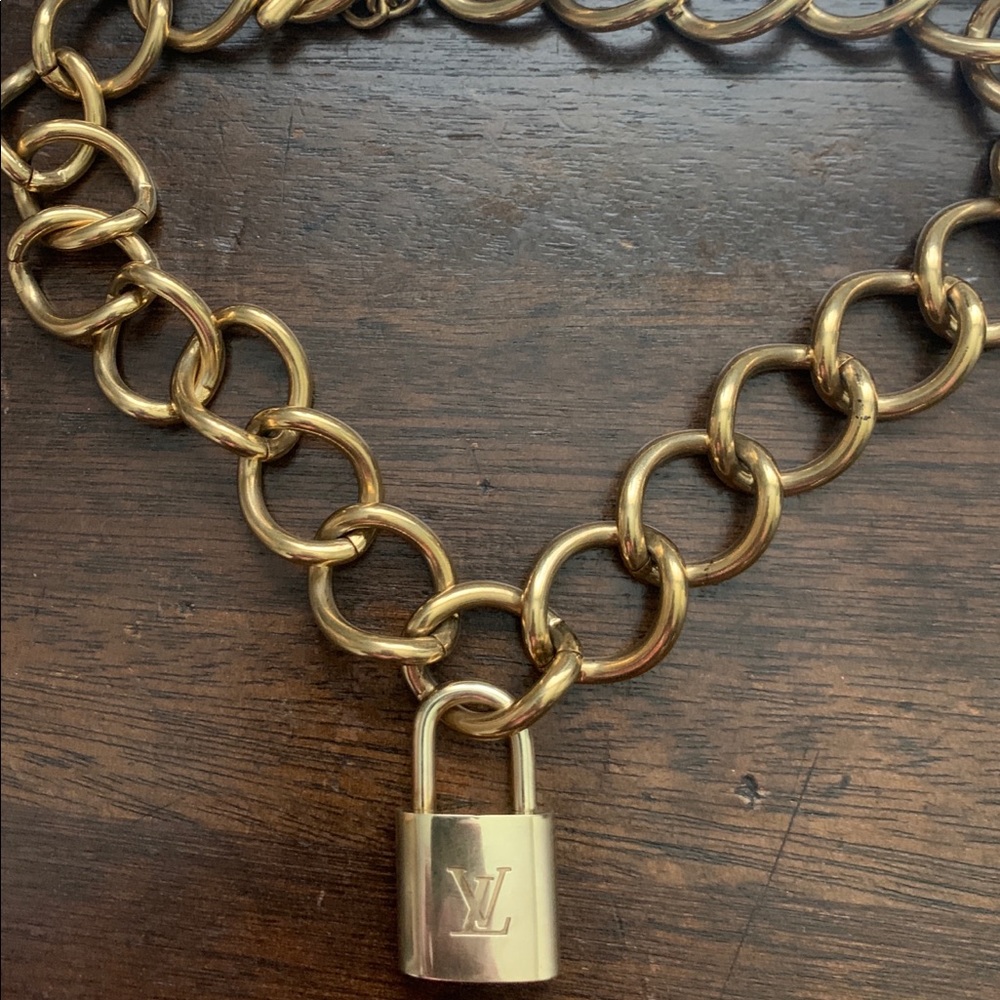 Louis Vuitton lock chunky gold necklace